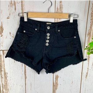 Black denim shorts high waisted